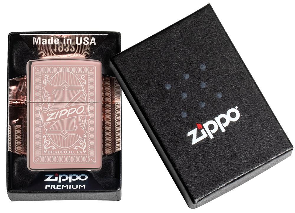 Zippo aansteker luciferdoosje met logo Rose Gold in verpakking