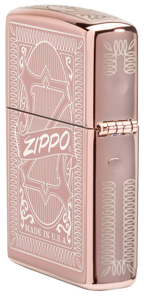 Zijkant Zippo Aansteker Luciferdoosje Met Logo Rose Goud