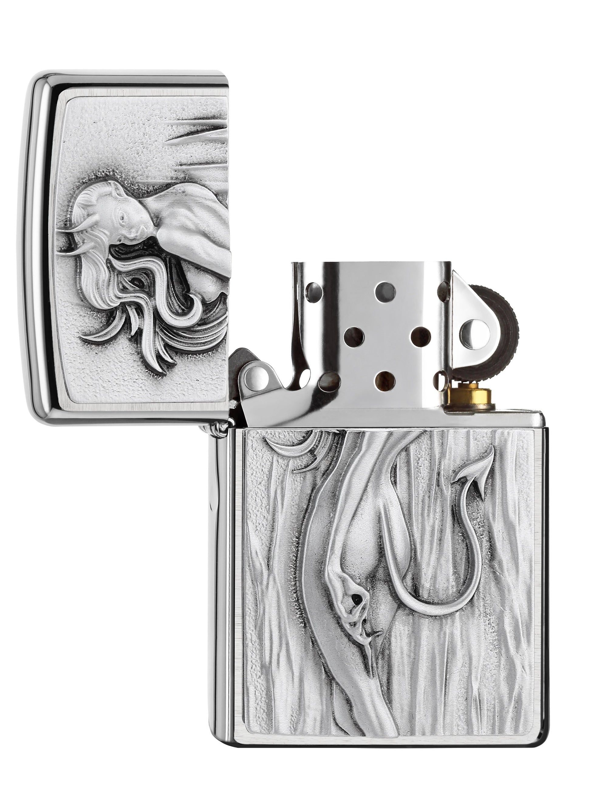 Zapalniczka Zippo Brushed Chrome Bold Devilish Woman With Long Hair Online Tylko otwierane bez płomienia