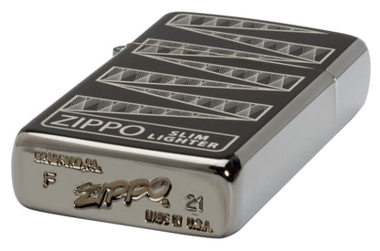 Stempel dolny 2021 Zapalniczka Zippo 65 Years Slim Black Ice Limited Edition 65th Anniversary z grawerowanym wzorem